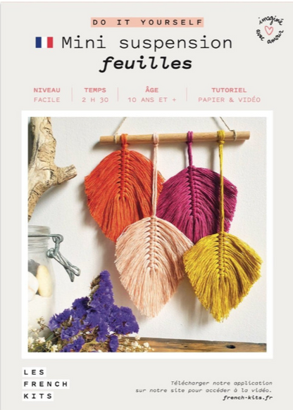🪡 Kit de Macramé – Mini-Suspension - 4 Plumes