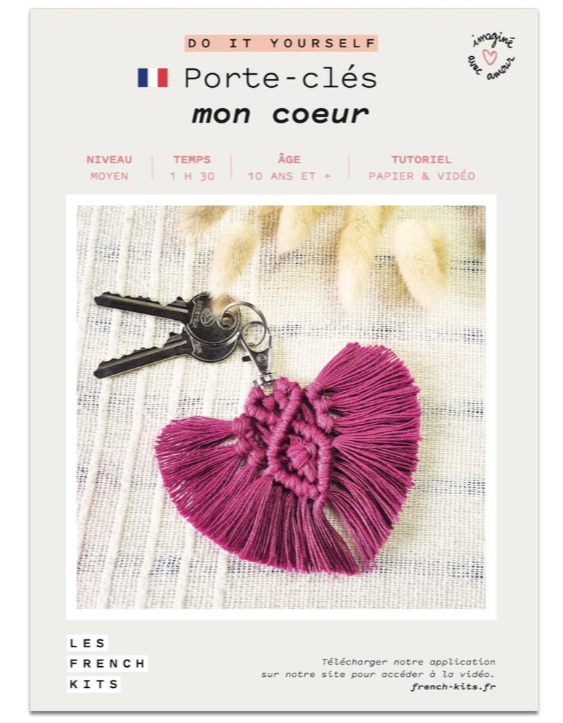 🪡 Kit de Macramé – Porte clés - Cœur