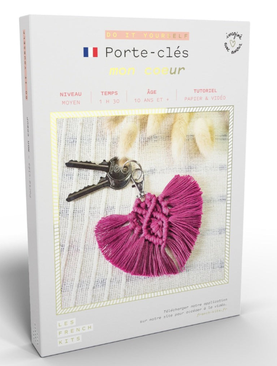 🪡 Kit de Macramé – Porte clés - Cœur